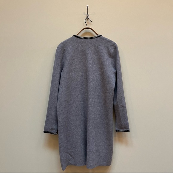 MAGASCHONI | long grey cardigan with black trim - Picture 2 of 3